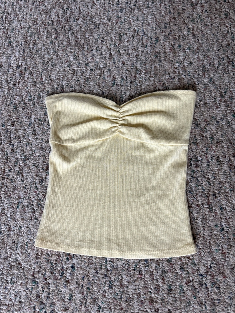 BDG Light Yellow Strapless Ruched Tube Top